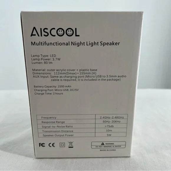 Aiscool Multifunctional Night Light (Blue Tooth) Speaker 7 Color LED New